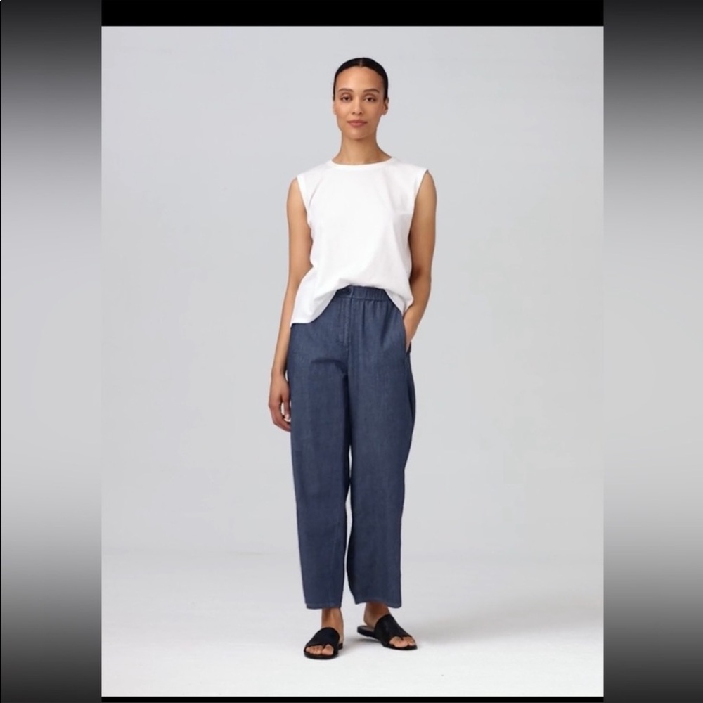Eileen Fisher Organic Cotton denim wide ankle pants Medium